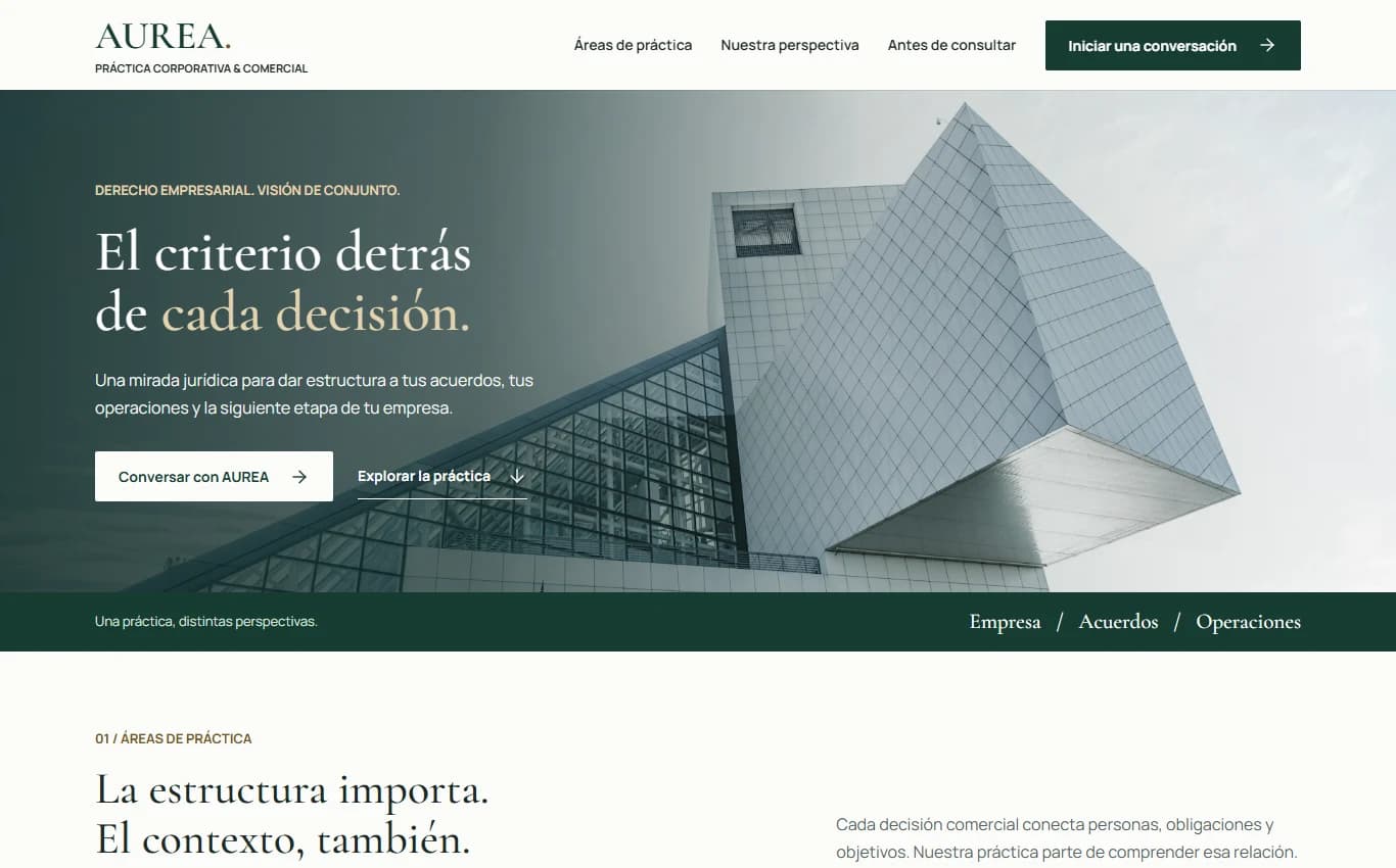 Aurea demonstration website design for a legal practice.